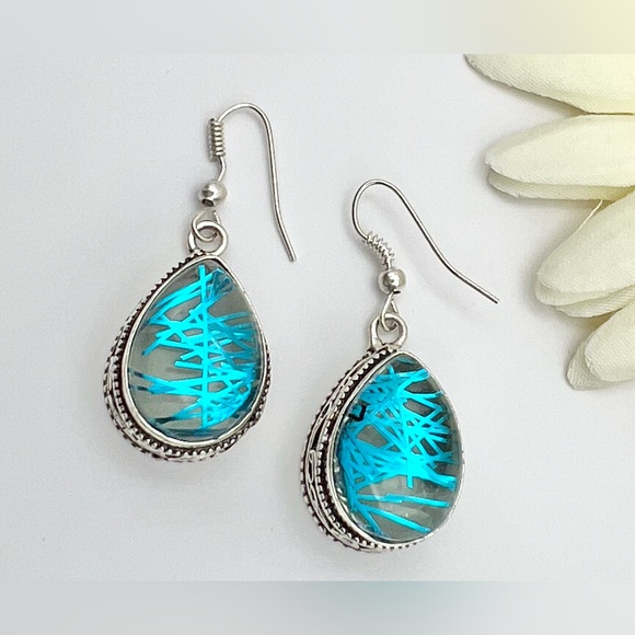 BLUE RUTILE EARRINGS - Picture 8 of 12